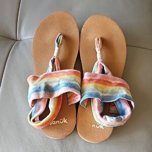 Sanuk Womens Multicolor Striped Slingback Sandals